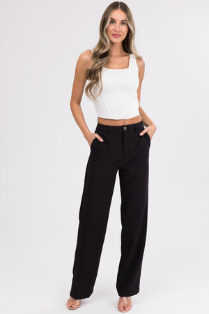 Emily Black Straight Leg Dress Pants