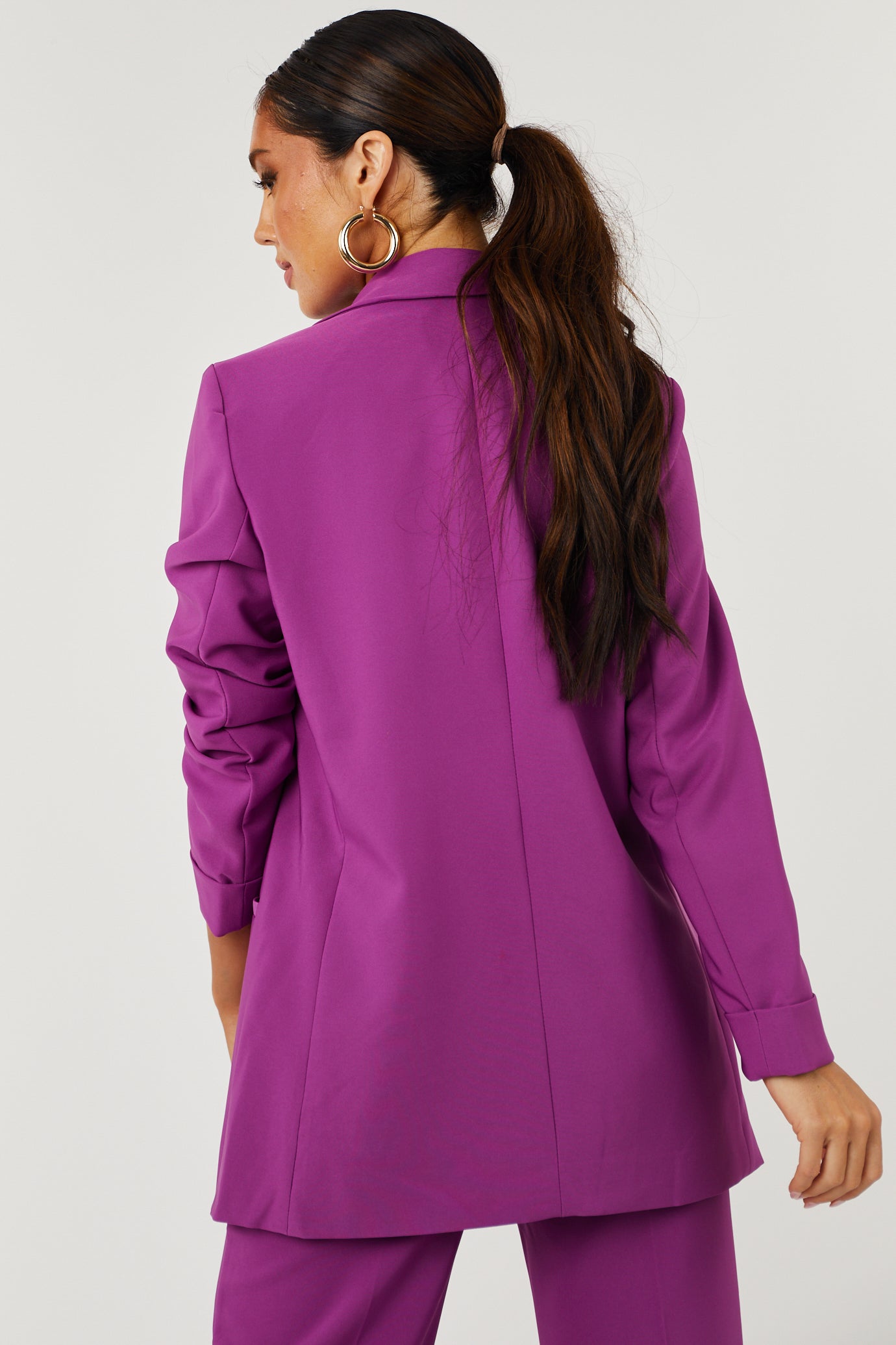 Emily Boysenberry Longline Open Blazer