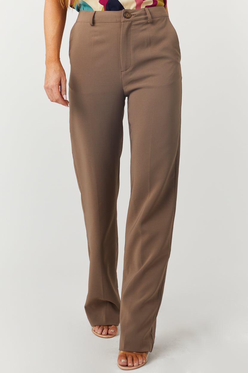 Emily Coffee Straight Leg Dress Pants