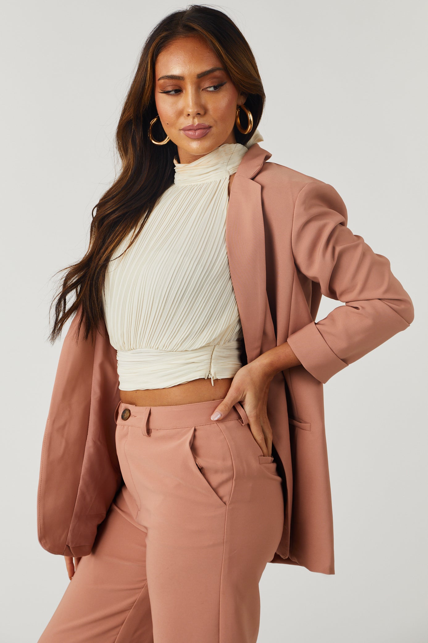 Emily Ginger Longline Open Blazer