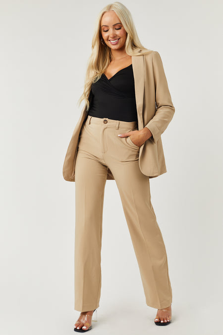 Emily Khaki Longline Open Blazer