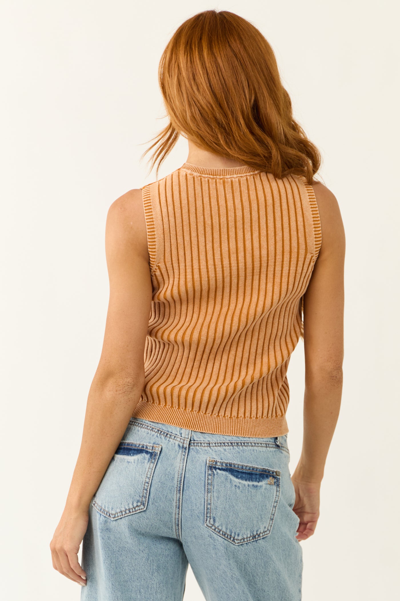 Faded Mango Knit Sleeveless Fitted Top