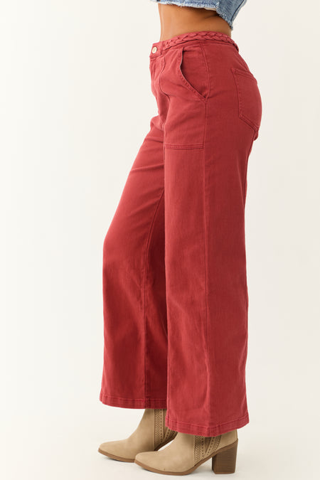 Faded Sangria Wide Leg Cropped Pants