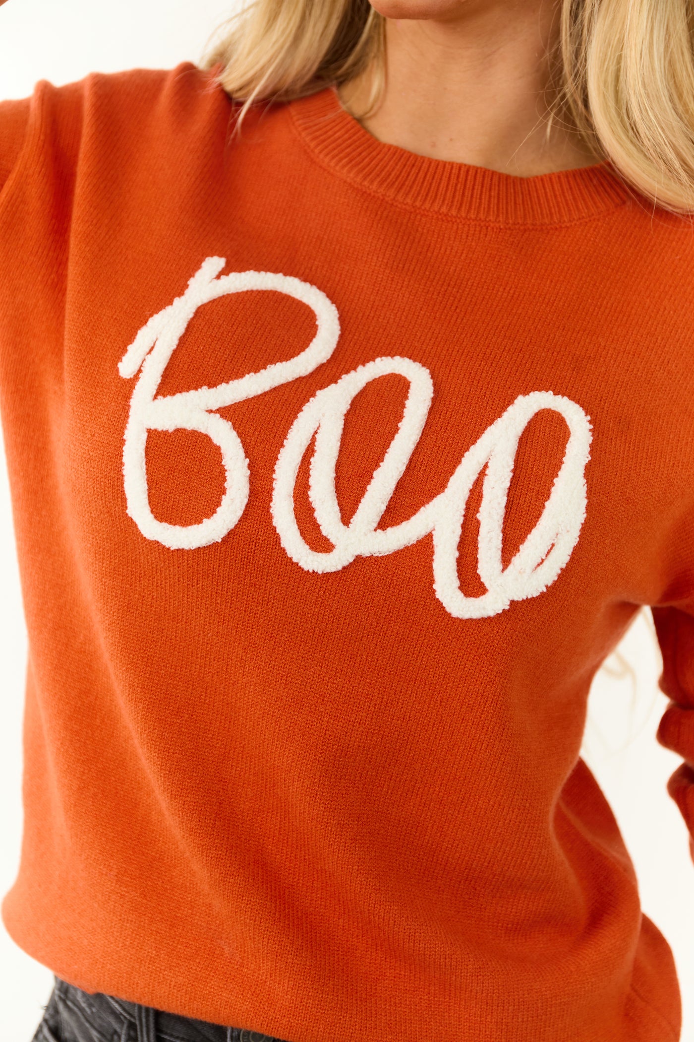 Fire 'Boo' Graphic Drop Shoulder Knit Sweater