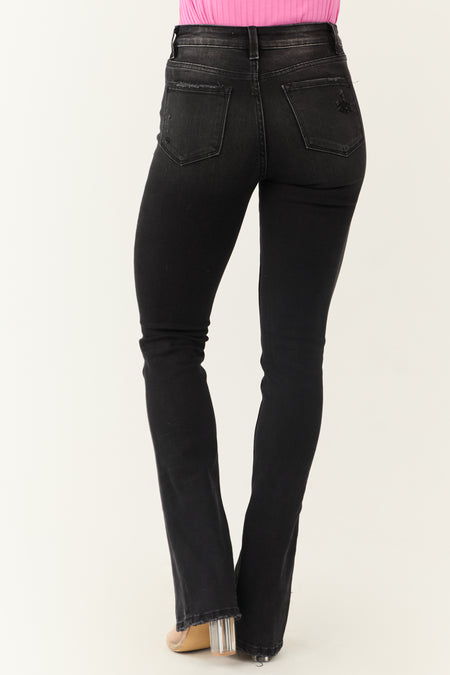 Flying Monkey Black Slit Hem Slim Bootcut Jeans