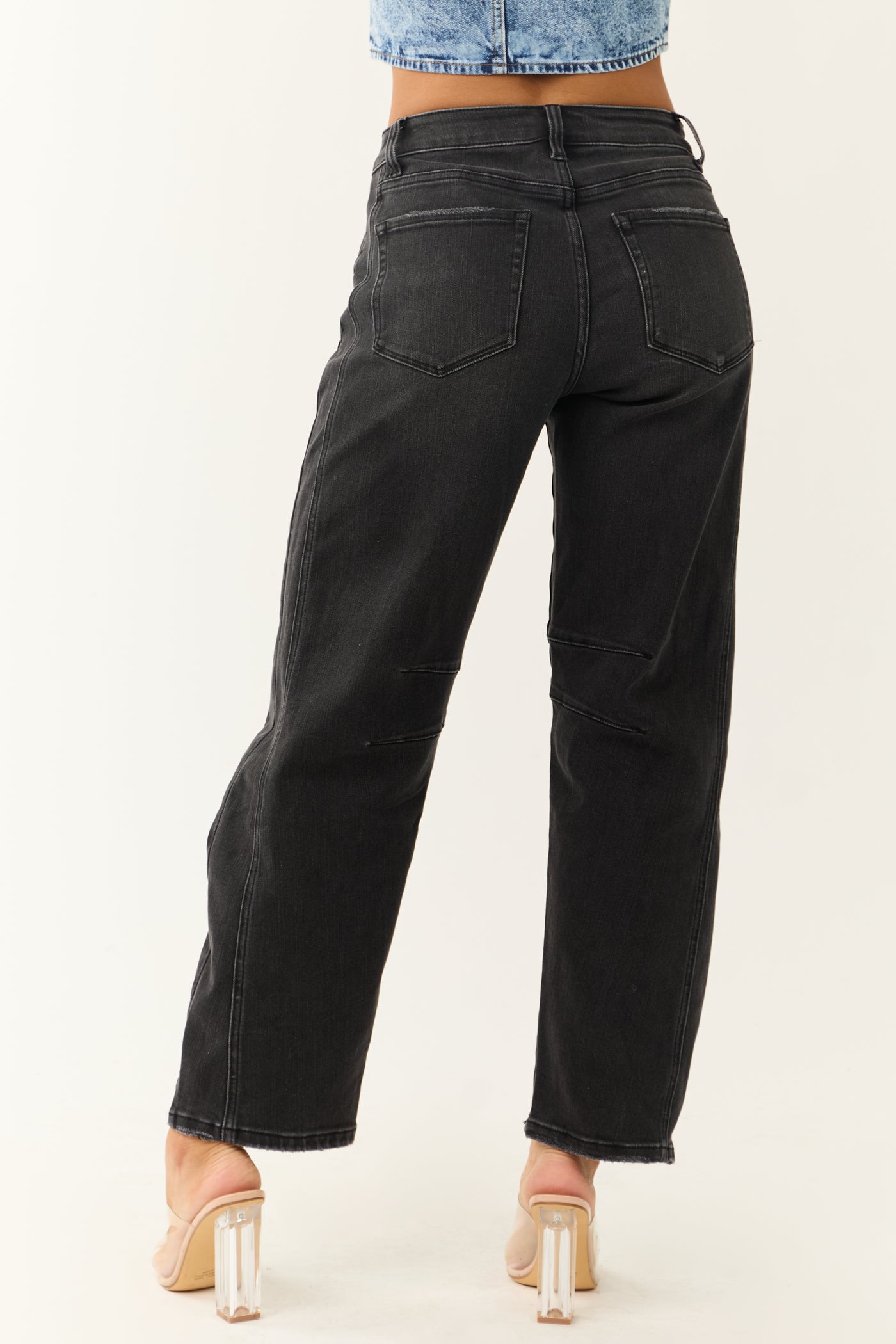 Flying Monkey Black Washed High Rise Ankle Barrel Jeans