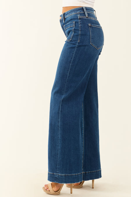 Flying Monkey Dark Wash Wide Leg Stretchy Jeans