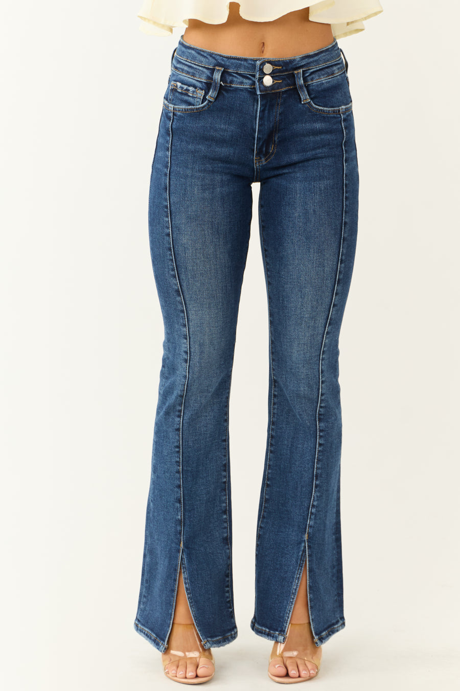 Lovervet High Rise Front Seam Split Jeans