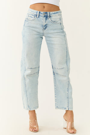 Flying Monkey Light Wash High Rise Barrel Jeans