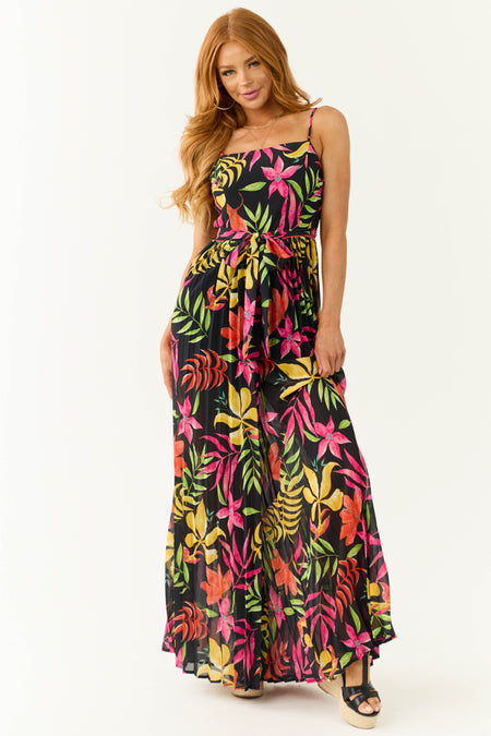 Flying Tomato Black Floral Print Jumpsuit