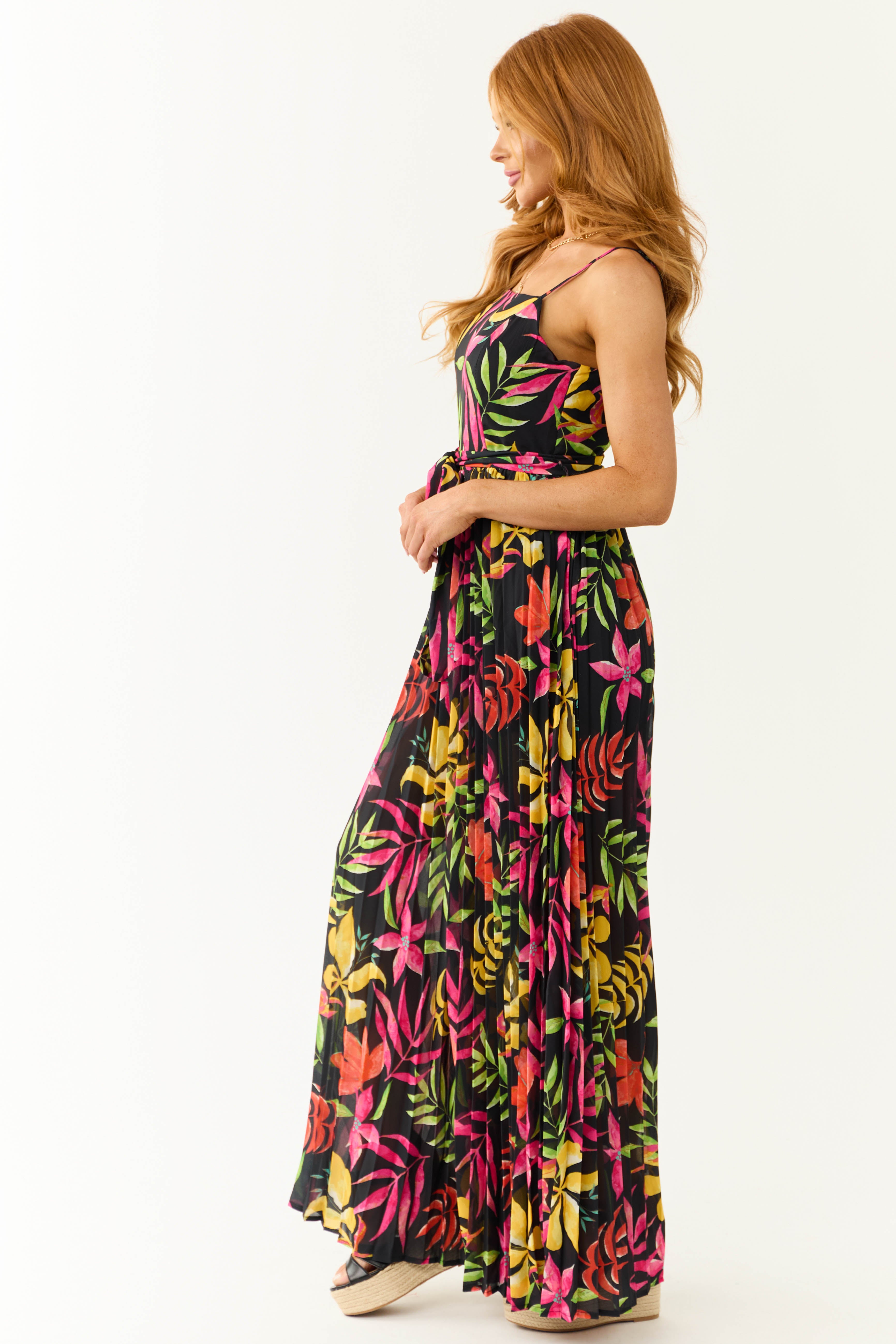 Flying Tomato Black Floral Print Jumpsuit