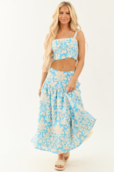 Flying Tomato Cornflower Crop Top and Midi Skirt Set