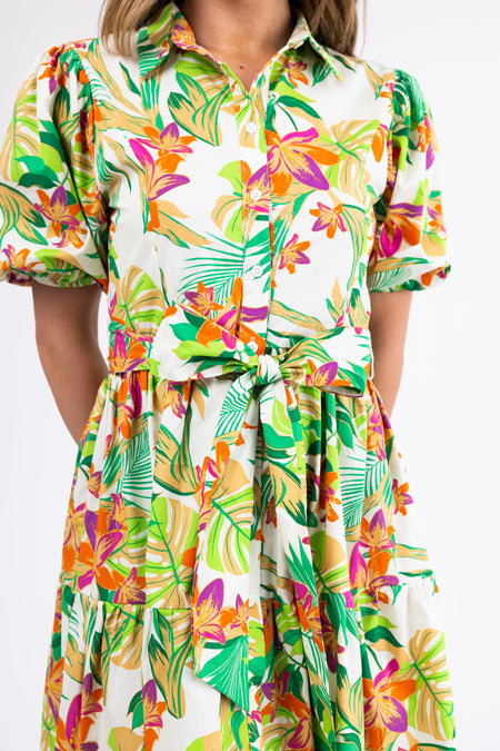 Flying Tomato Cream Floral Midi Dress