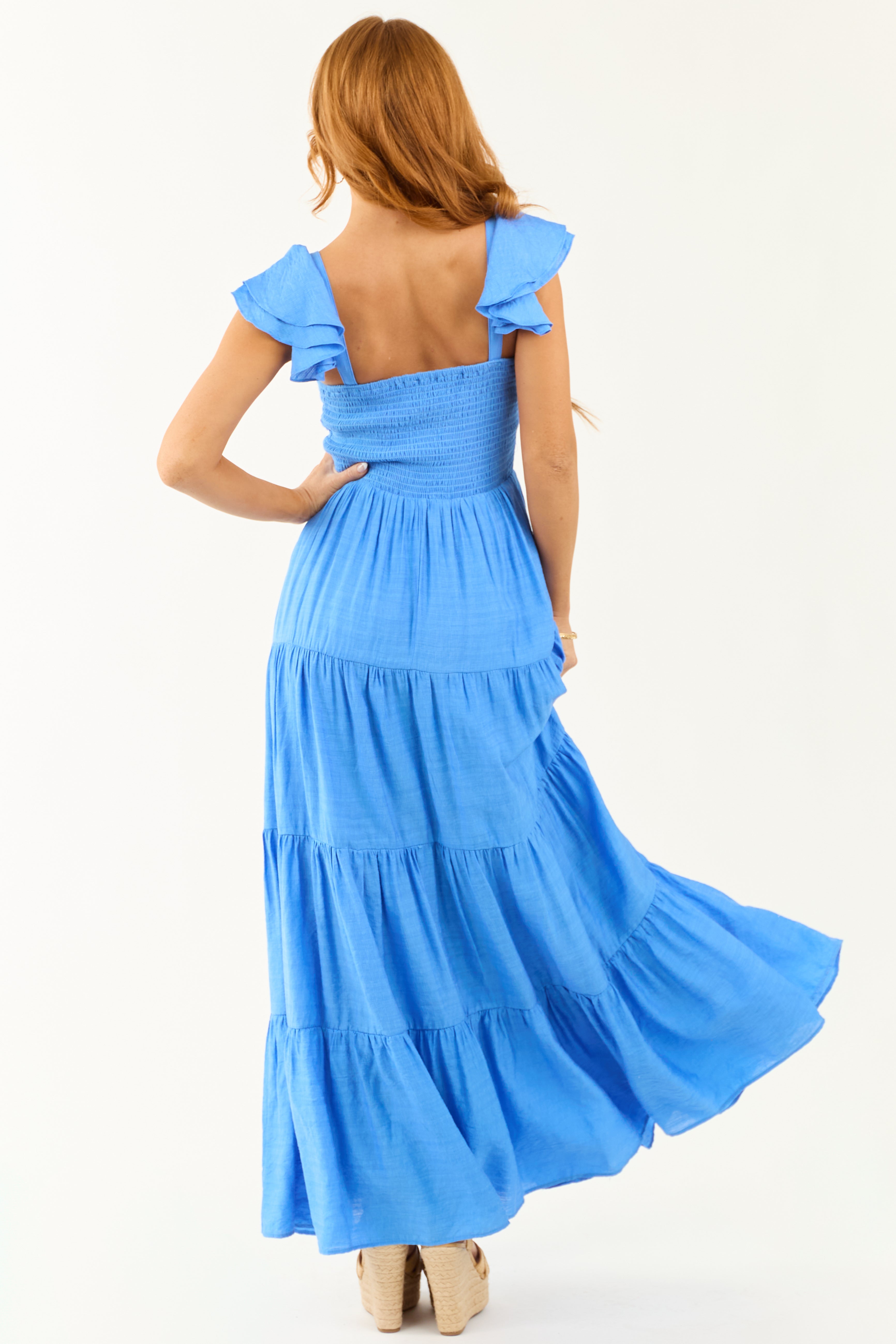 Flying Tomato Deep Azure Sweetheart Maxi Dress