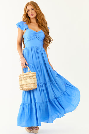 Flying Tomato Deep Azure Sweetheart Maxi Dress