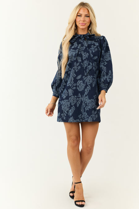 Flying Tomato Floral Dark Wash Denim Mini Dress