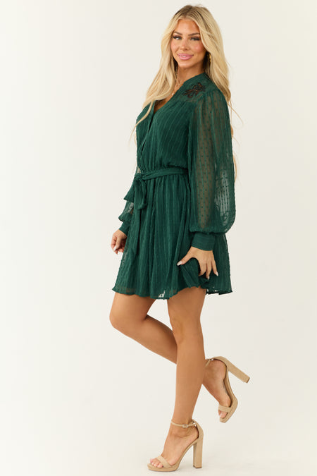 Flying Tomato Forest Green Textured Short Dress