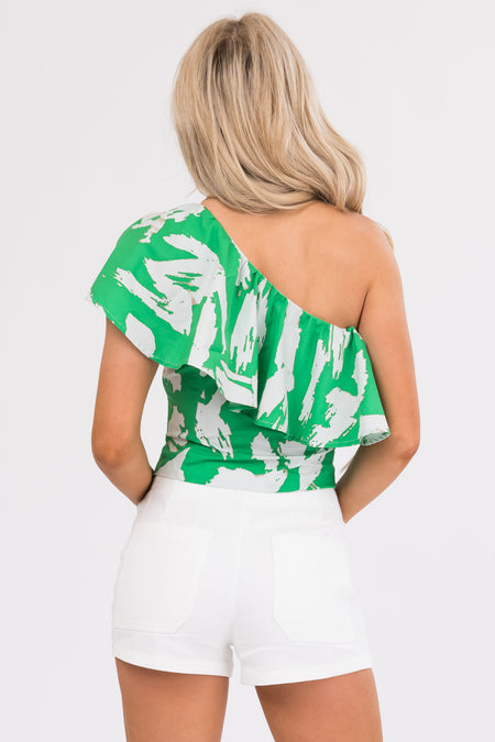 Flying Tomato Kelly Green Abstract Print Top