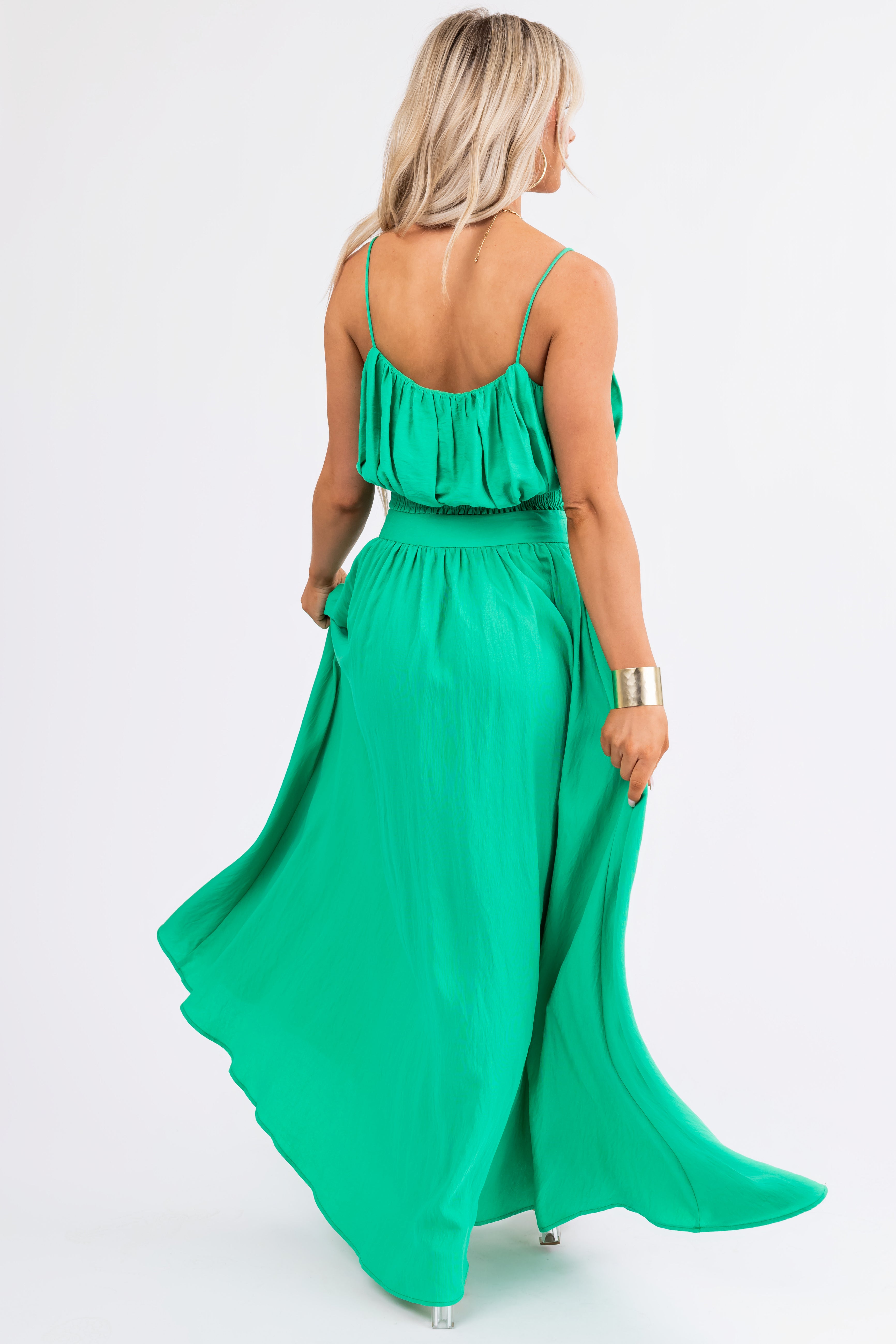 Flying Tomato Kelly Green Crop Top and Maxi Skirt