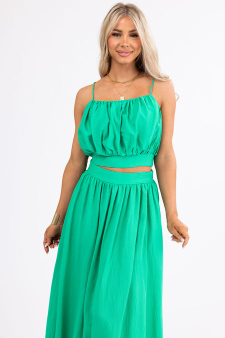 Flying Tomato Kelly Green Crop Top and Maxi Skirt