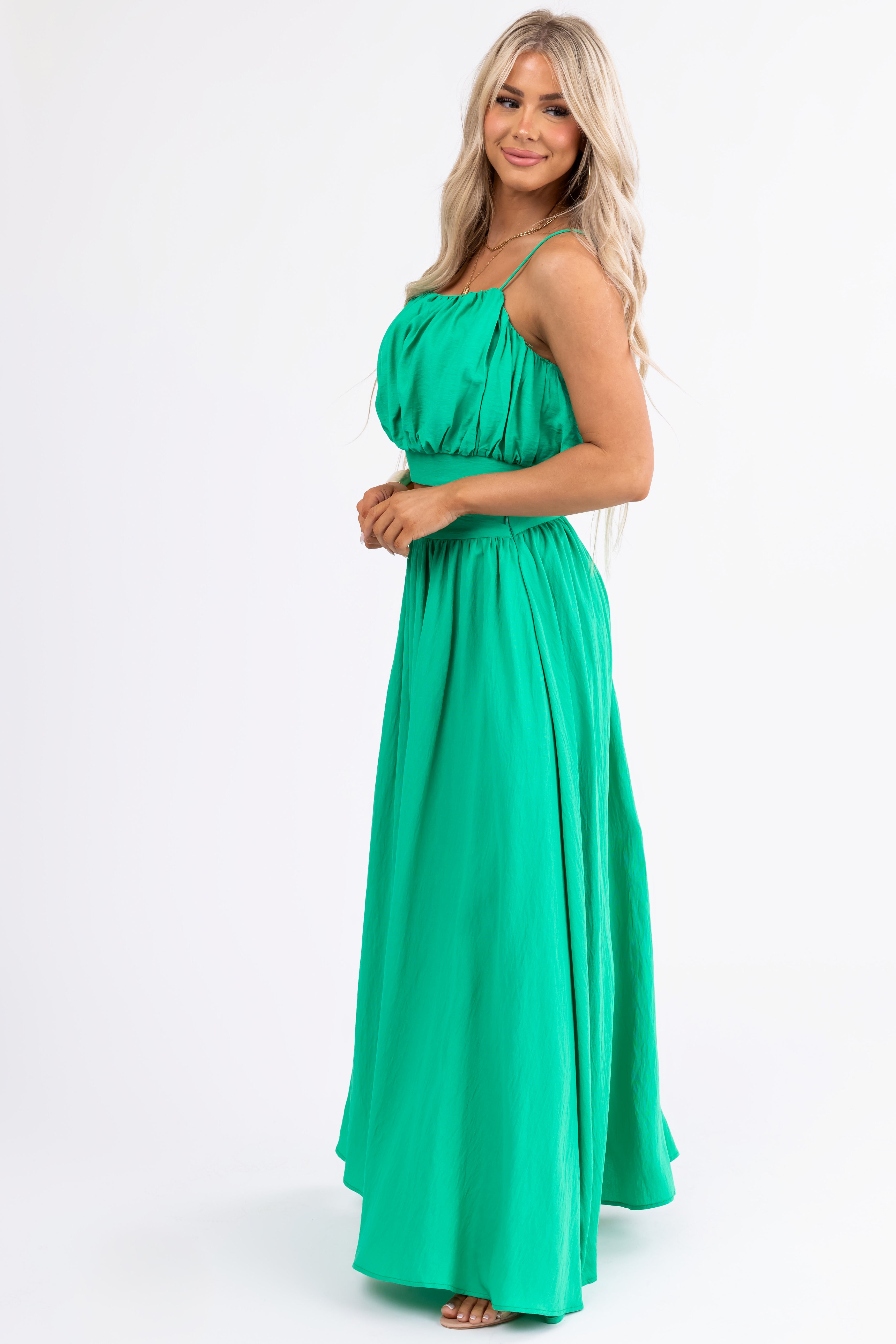 Flying Tomato Kelly Green Crop Top and Maxi Skirt