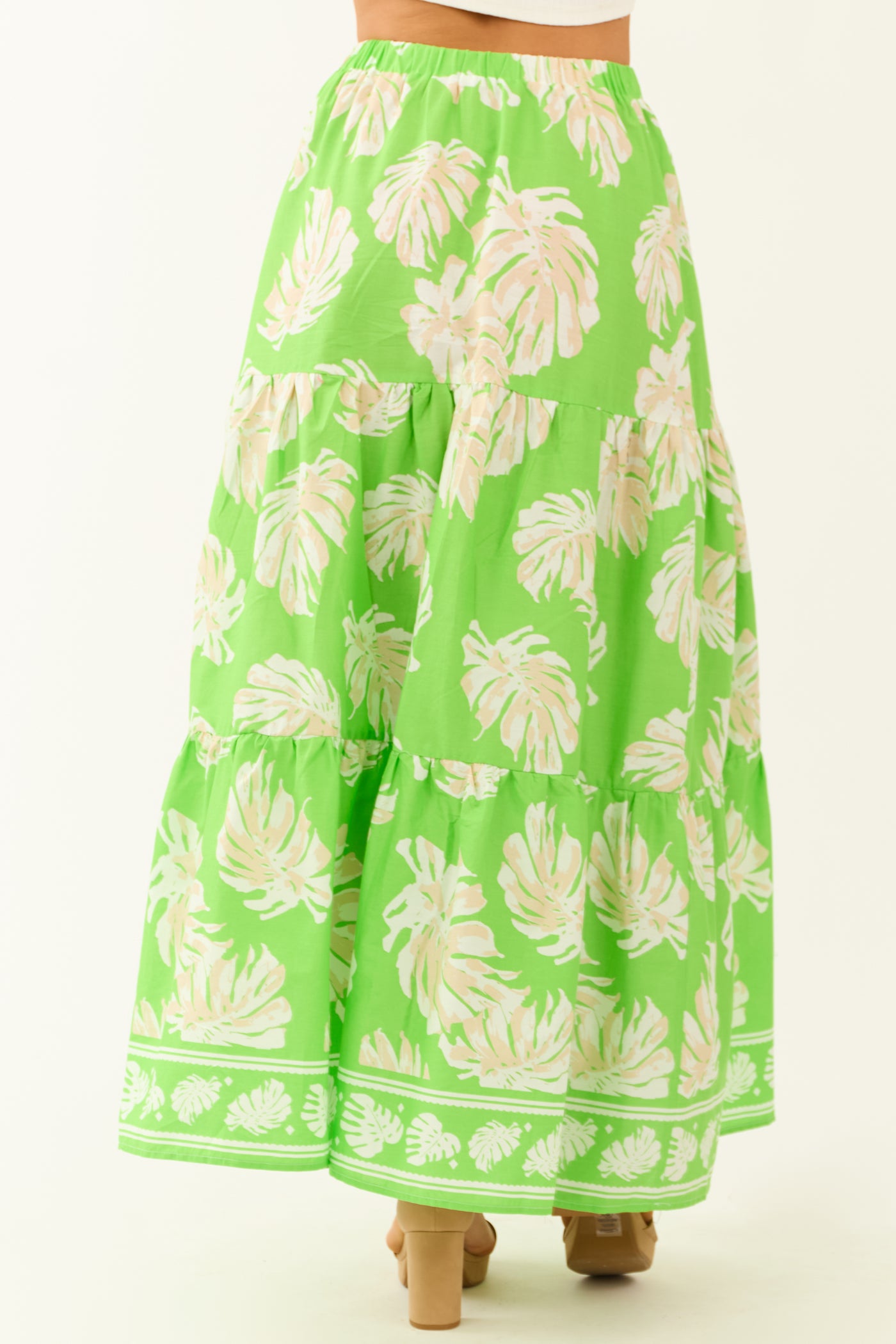 Flying Tomato Kiwi Tropical Print Maxi Skirt