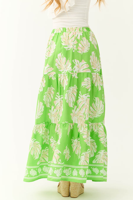 Flying Tomato Kiwi Tropical Print Maxi Skirt