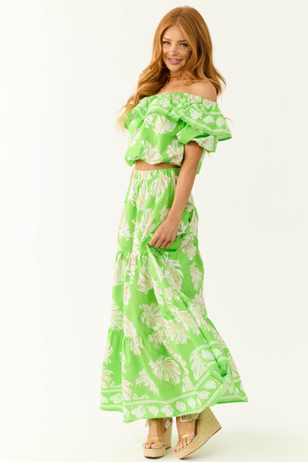 Flying Tomato Kiwi Tropical Print Maxi Skirt