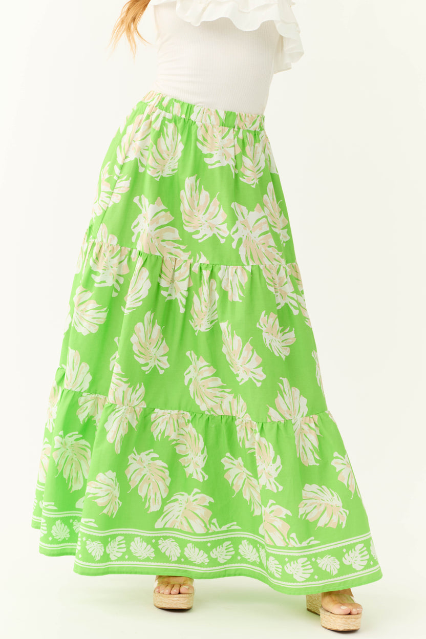 Flying Tomato Kiwi Tropical Print Maxi Skirt