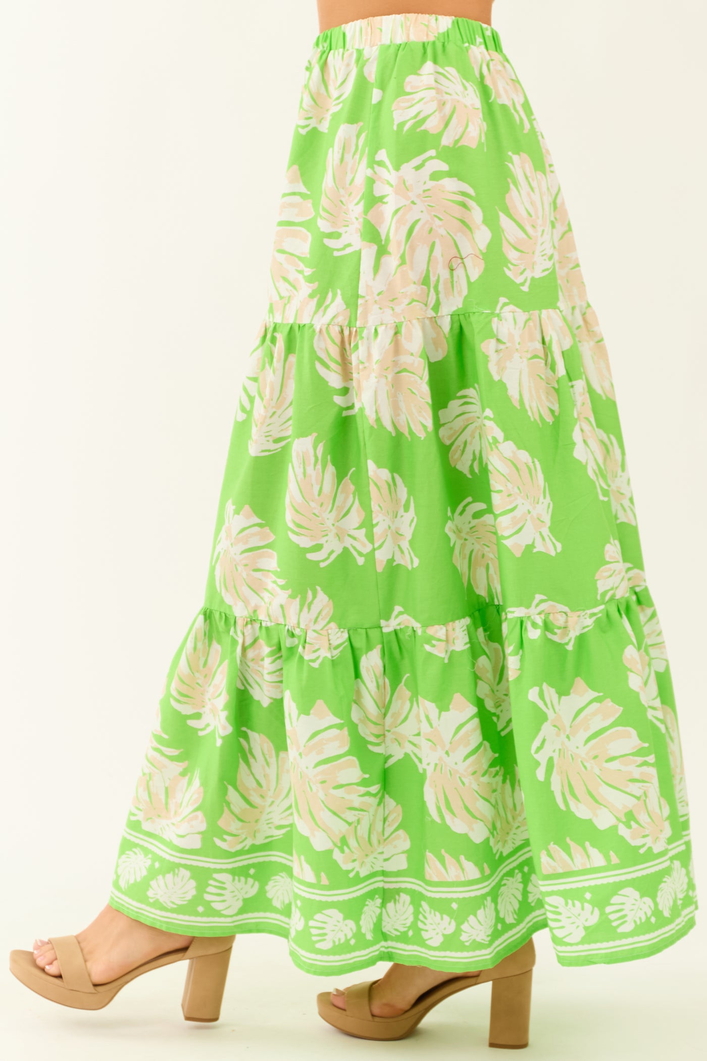 Flying Tomato Kiwi Tropical Print Maxi Skirt