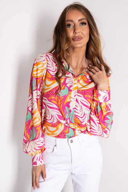 Flying Tomato Magenta Button Down Top