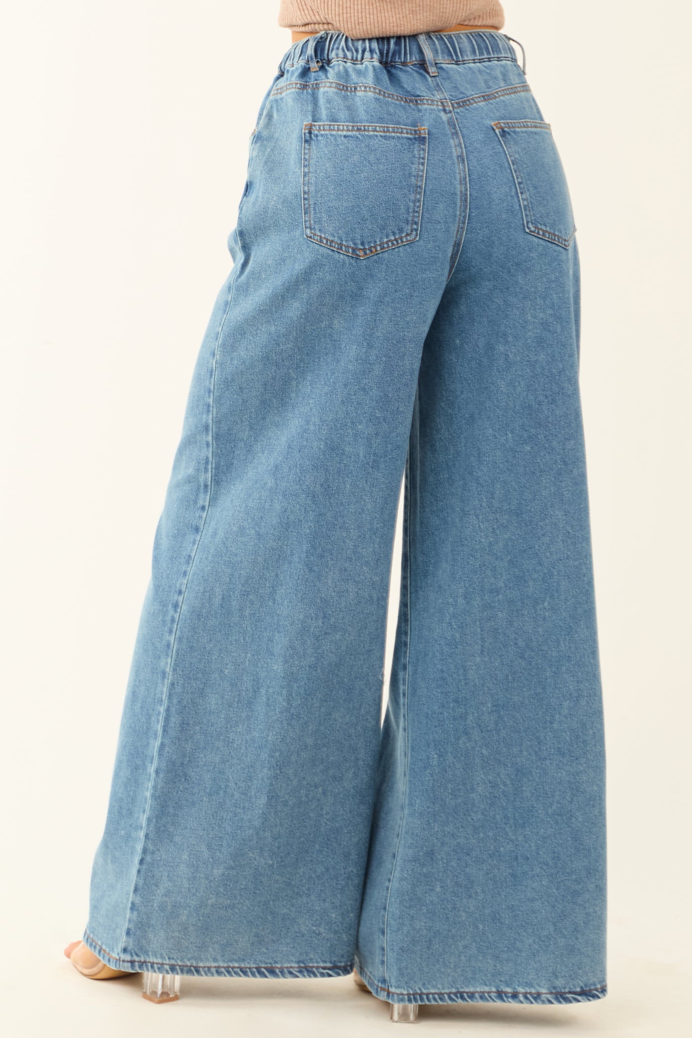 Flying Tomato Medium Wash Super Wide Leg Denim Pants