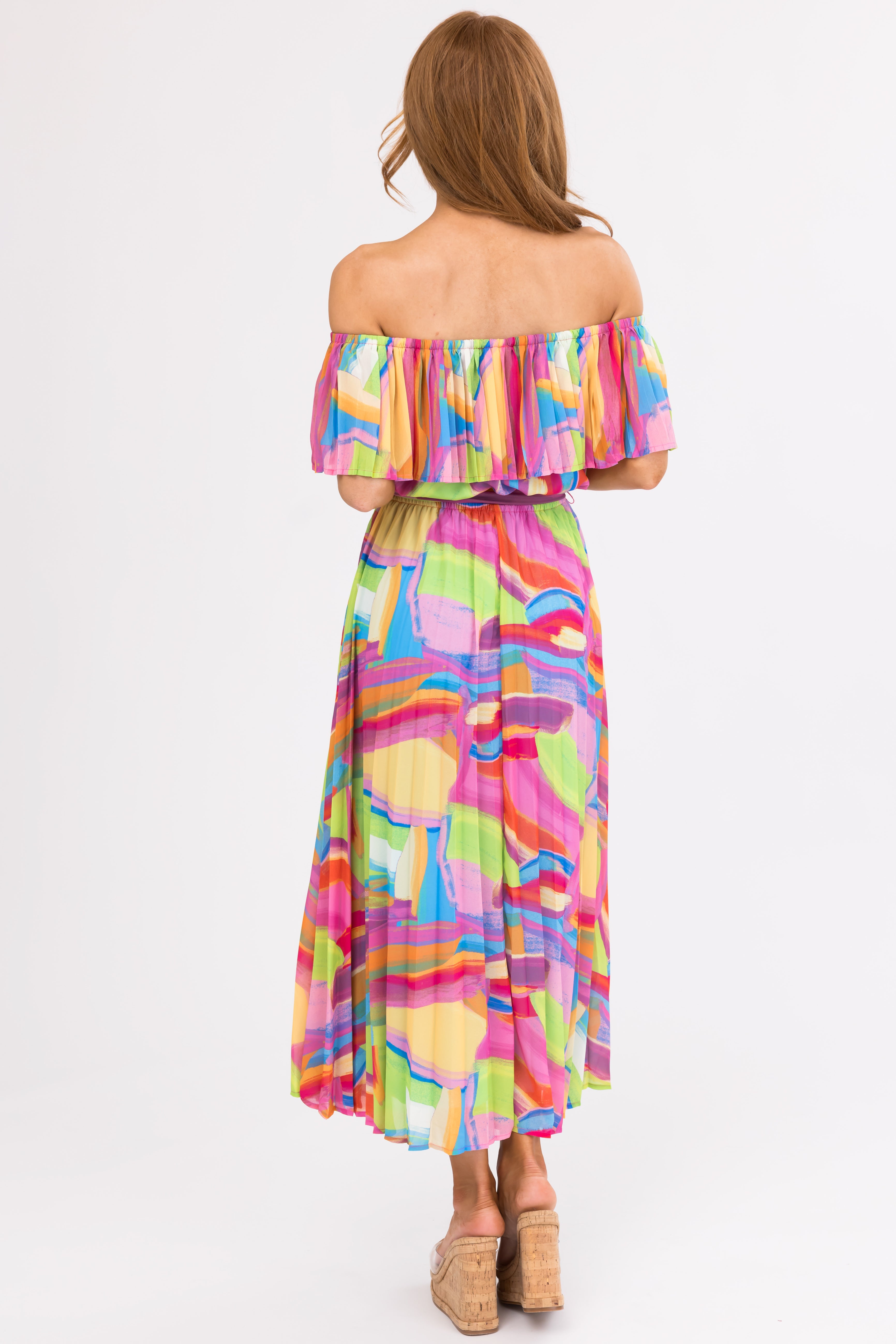 Flying Tomato Multicolor Pleated Maxi Dress