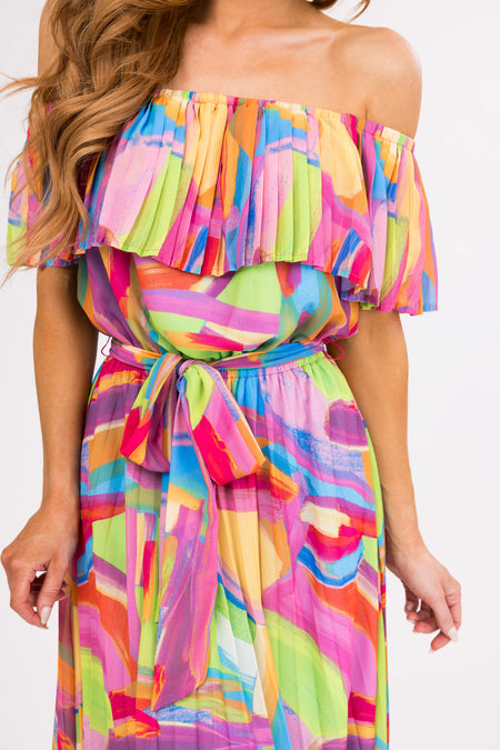 Flying Tomato Multicolor Pleated Maxi Dress