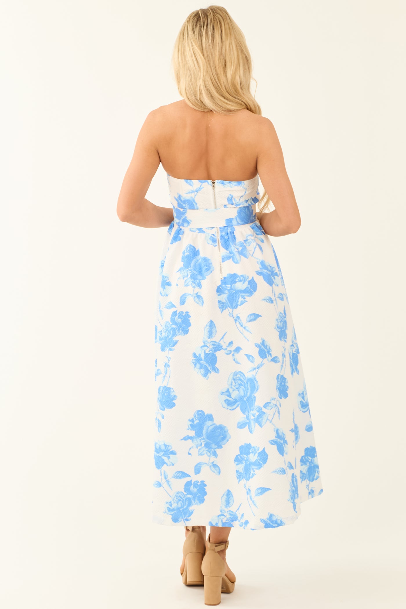 Flying Tomato Off White Floral Print Midi Dress