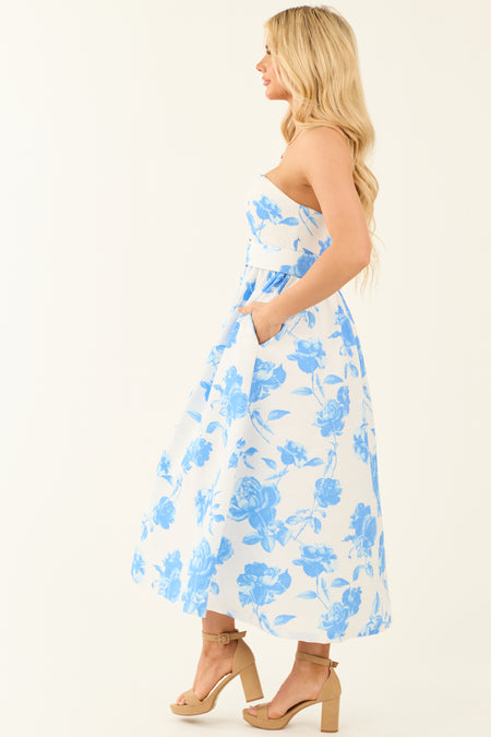 Flying Tomato Off White Floral Print Midi Dress