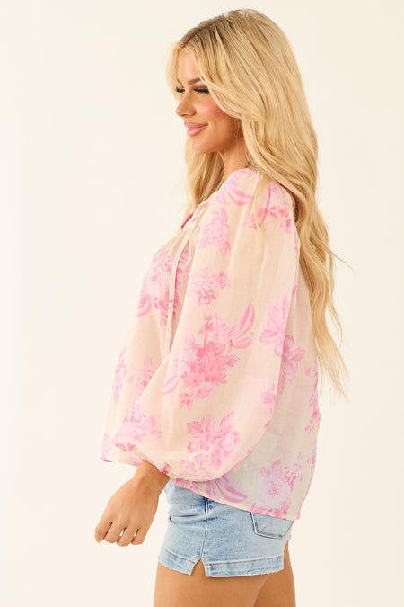 Flying Tomato Punch and Cream Floral Print Top