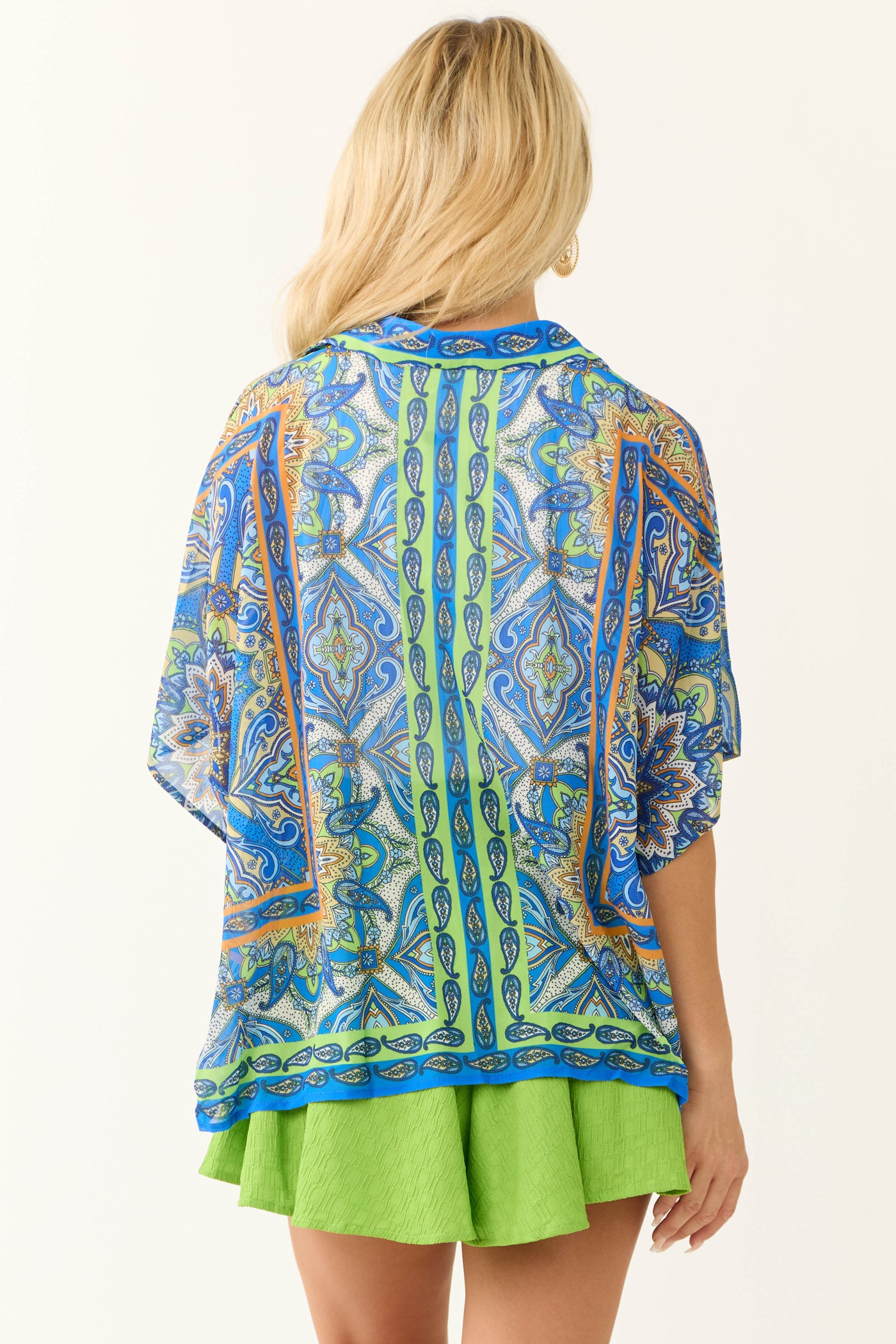 Flying Tomato Royal Blue Abstract Print Top