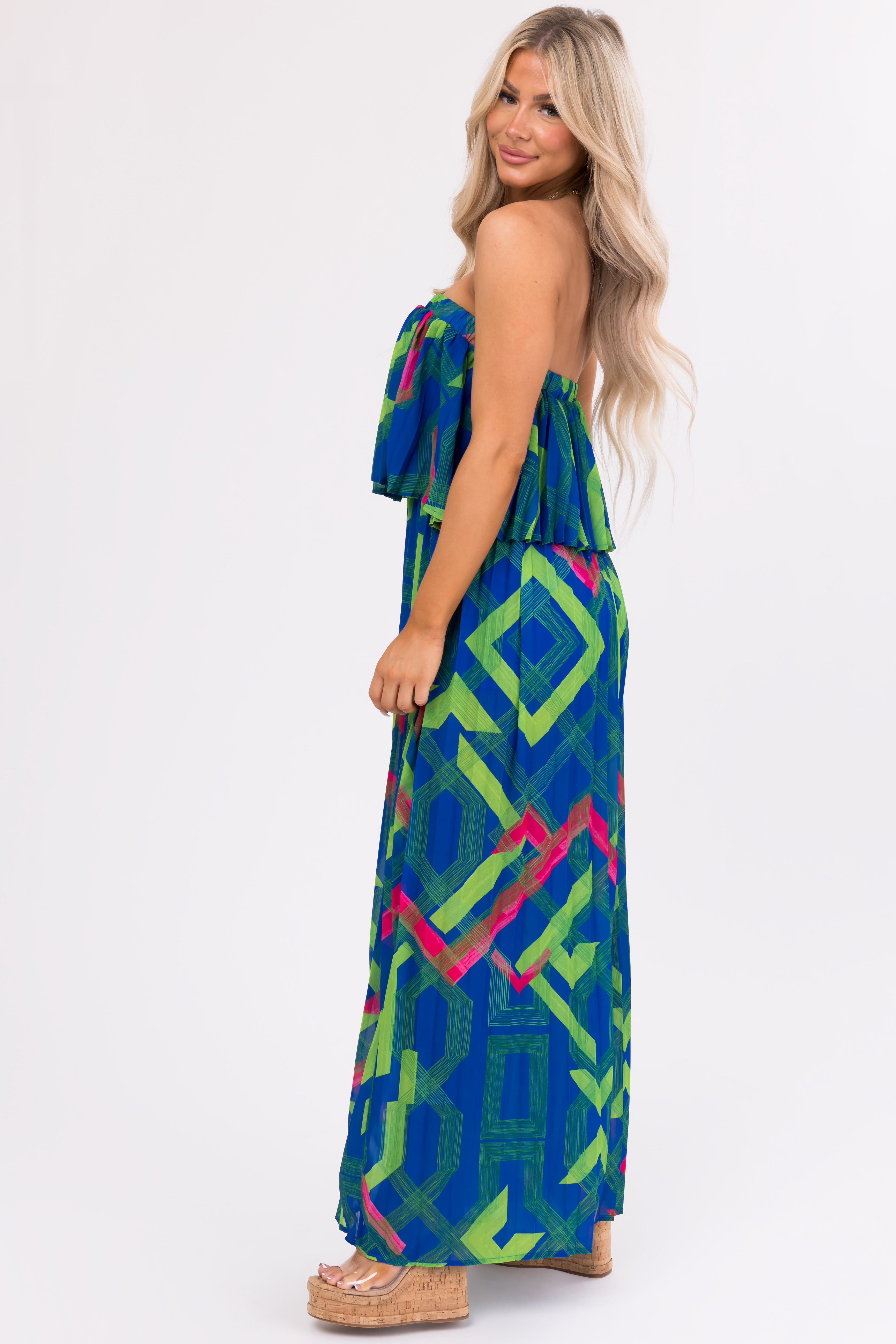 Flying Tomato Royal Blue Strapless Jumpsuit