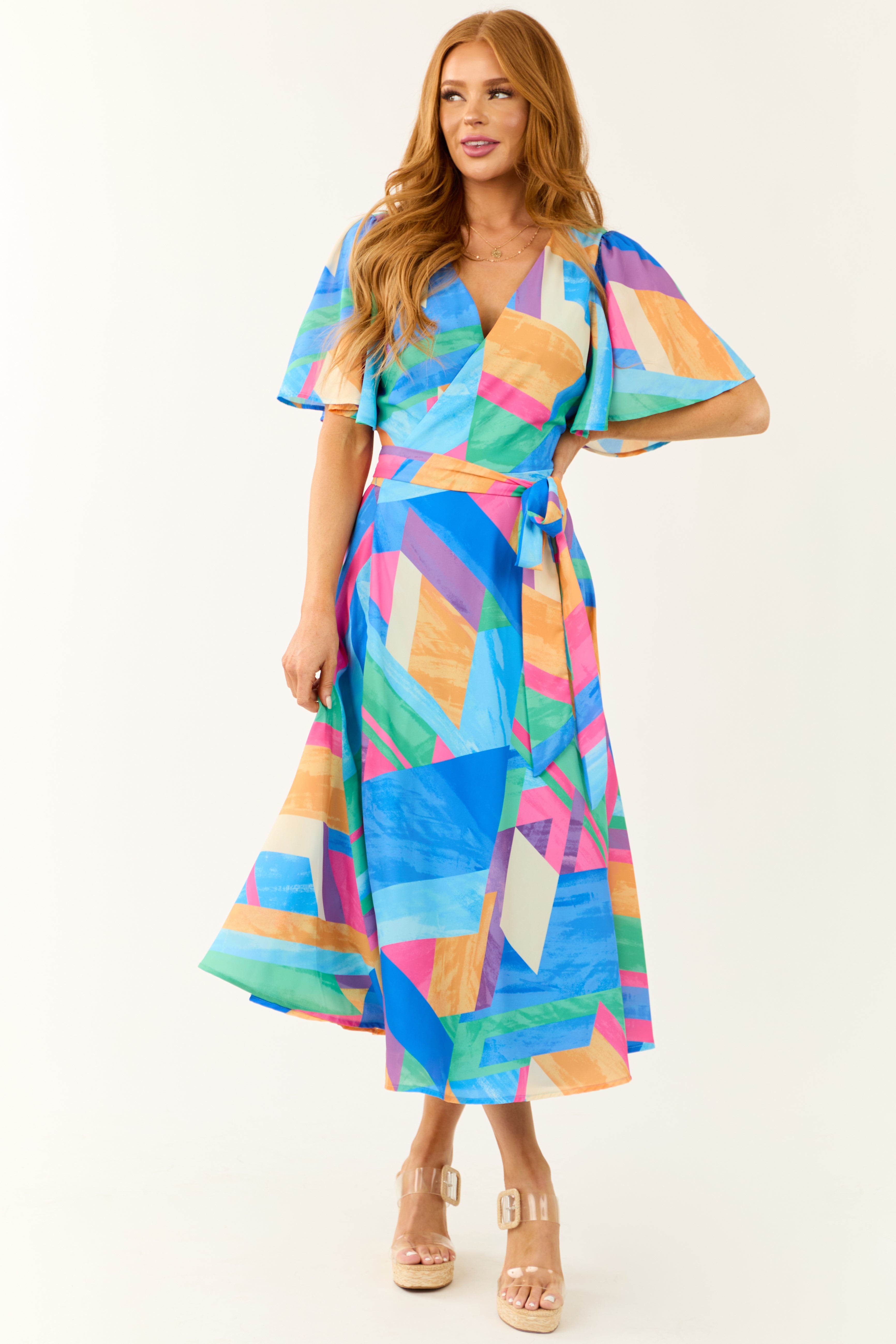 Flying Tomato Royal Blue Wrap Midi Dress