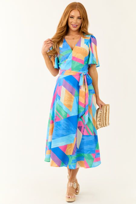 Flying Tomato Royal Blue Wrap Midi Dress