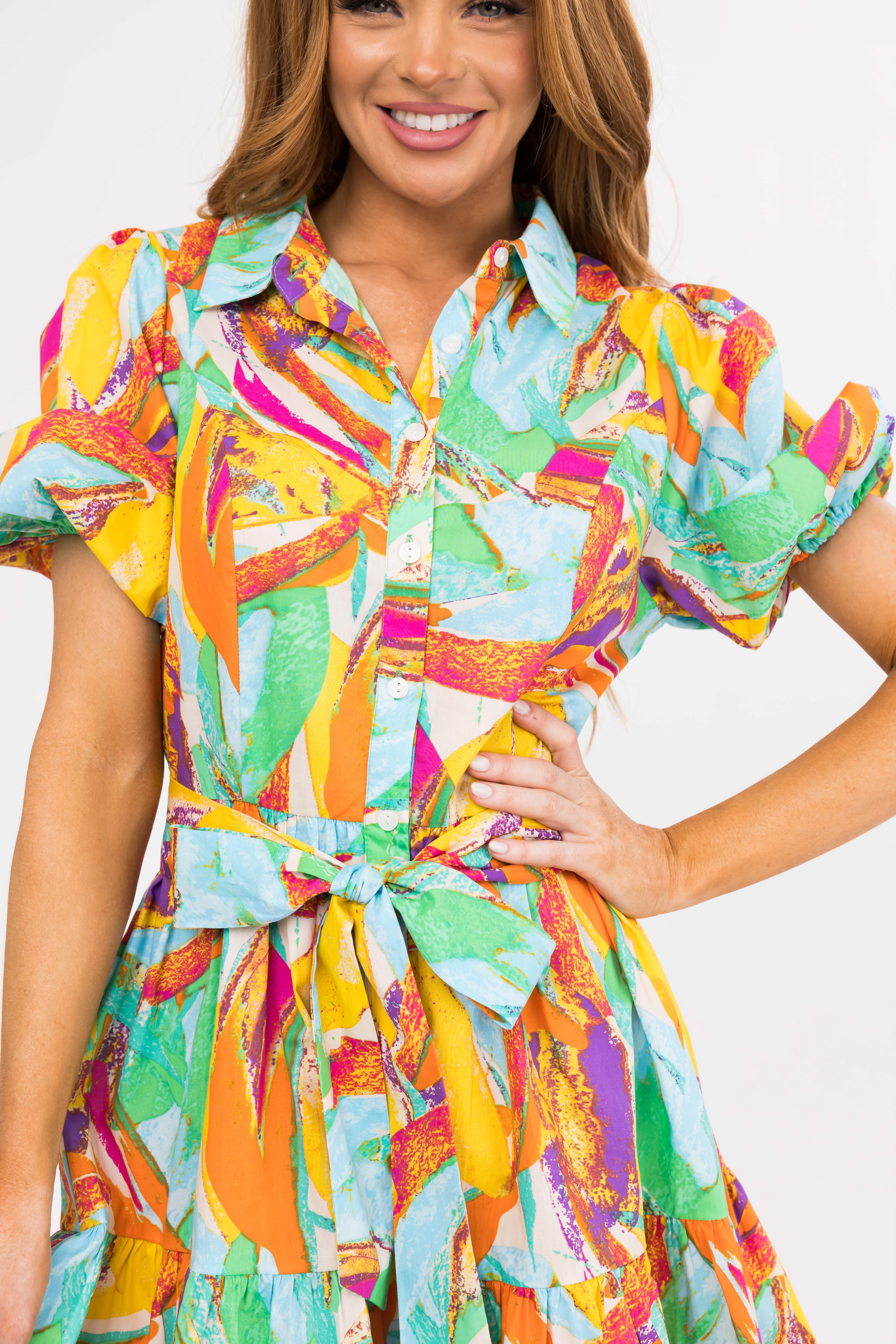 Flying Tomato Sunshine Abstract Short Dress