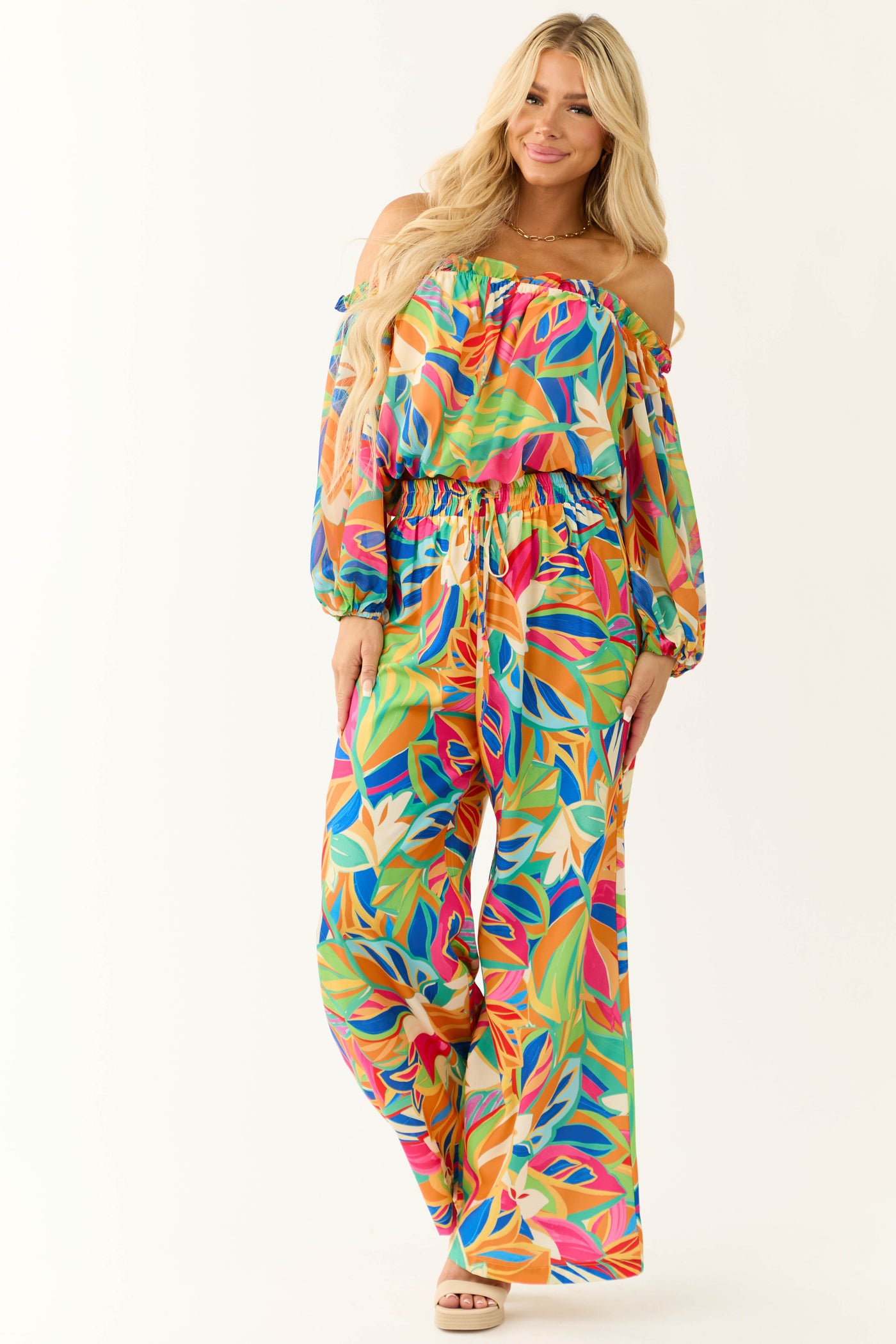 Flying Tomato Tangerine Abstract Print Pants