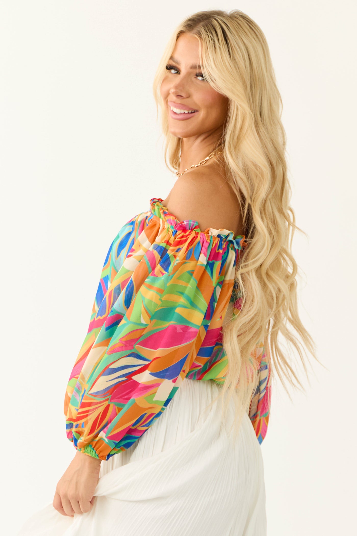 Flying Tomato Tangerine Abstract Print Top