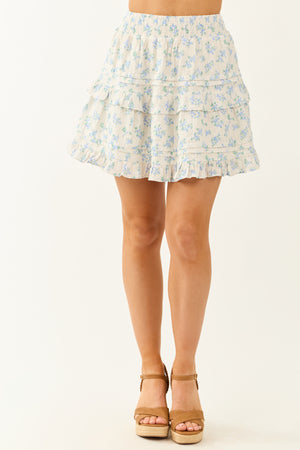 Flying Tomato Vanilla Floral Tiered Ruffle Skirt