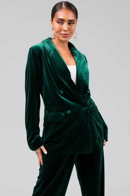 Forest Double Button Velvet Blazer