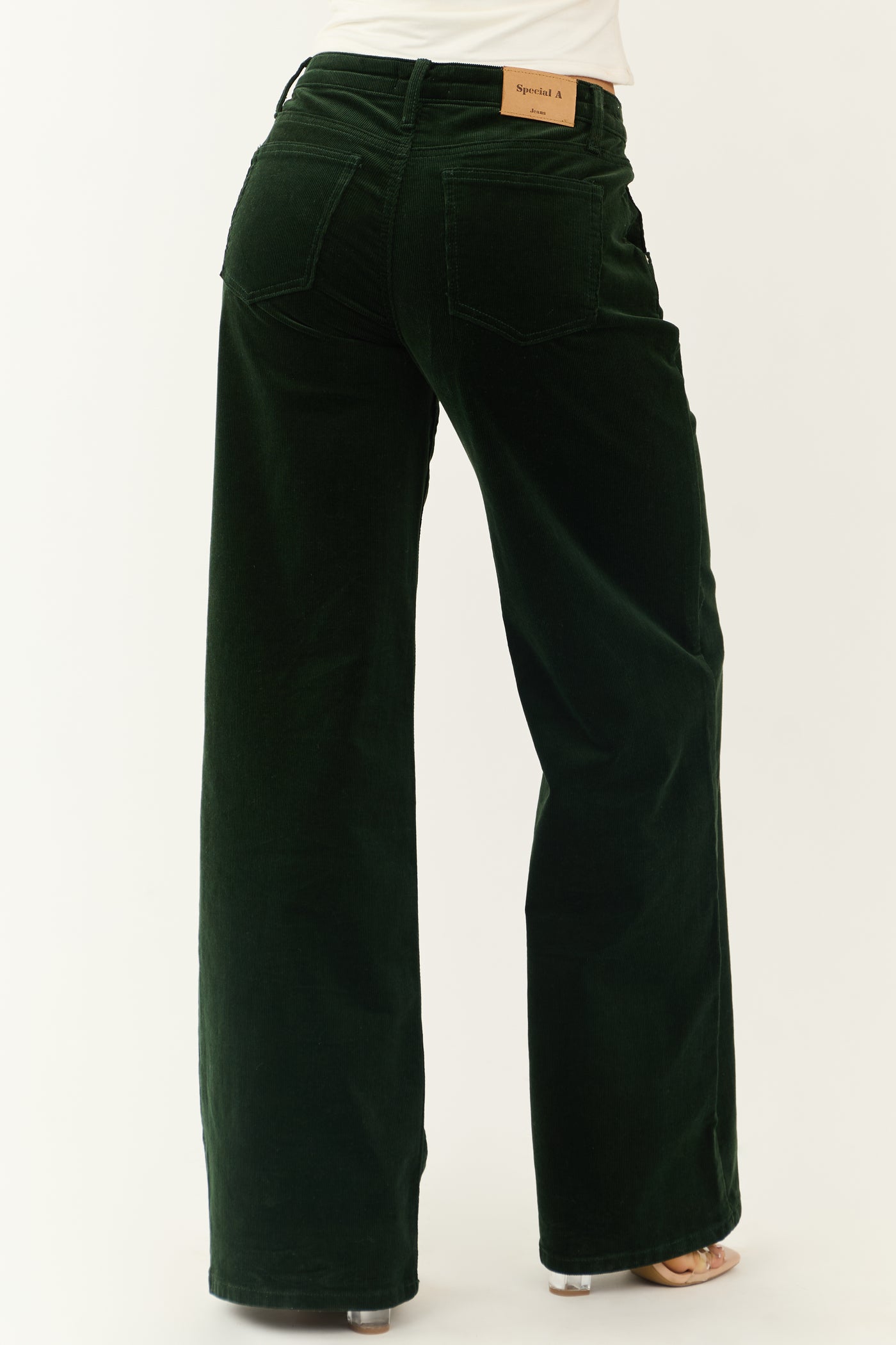 Forest Green Corduroy High Rise Wide Leg Pants