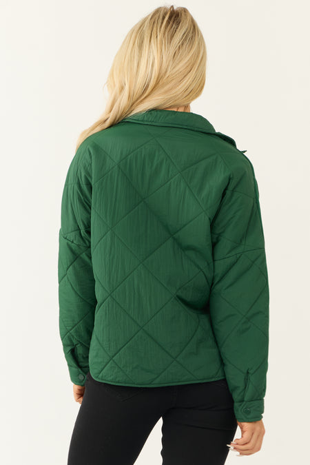 Forest Green Long Sleeve Quilted Puffer Jacket