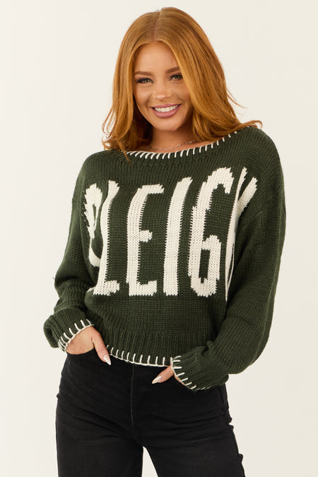 Forest Green 'Sleigh' Long Sleeve Sweater