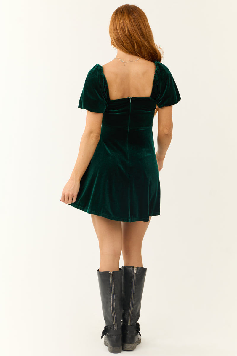 Forest Green Velvet Corset Style Mini Dress